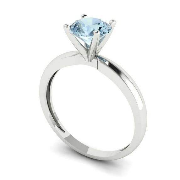 2 ct Round Cut Natural Swiss Blue Topaz Solitaire Engagement Ring for Women in 18K White Gold