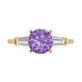 thumbnail image 1 of 2 ctw 3 Stone Anniversary Ring for Women | Round Cut Simulated Alexandrite | Hyperallergenic Solid 18K Yellow Gold, 1 of 5