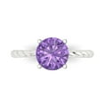 thumbnail image 1 of 2 ctw Solitaire Anniversary Ring for Women | Round Cut Simulated Alexandrite | Hyperallergenic Solid 18K White Gold, 1 of 5