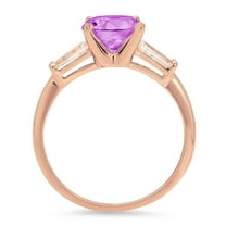 2 ct Round Cut Simulated Alexandrite Three-Stone Engagement Ring for Women in 18K Rose Gold