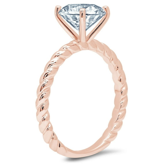 2 ct Round Cut Simulated Blue Diamond Solitaire Engagement Ring for Women in 18K Rose Gold