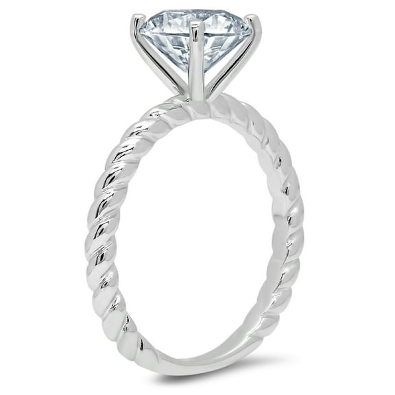 2 ct Round Cut Simulated Blue Diamond Solitaire Engagement Ring for Women in 18K White Gold