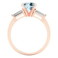 thumbnail image 1 of 2 ct Round Cut Simulated Blue Diamond Three-Stone Engagement Ring for Women in 18K Rose Gold, 1 of 2