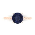 thumbnail image 1 of 2 ct Round Cut Simulated Blue Sapphire Solitaire 18K Rose Gold Womens Engagement Ring, 1 of 5