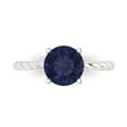 thumbnail image 1 of 2 ct Round Cut Simulated Blue Sapphire Solitaire 18K White Gold Womens Engagement Ring, 1 of 5