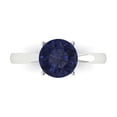 thumbnail image 1 of Clara Pucci 14K White Gold 2ct BlueSapphire Solitaire Ring for Women, 1 of 8