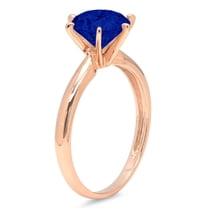 2 ct Round Cut Simulated Blue Sapphire Solitaire Engagement Ring for Women in 18K Rose Gold