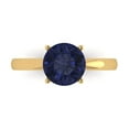 thumbnail image 1 of 2 ct Round Cut Simulated Blue Sapphire Solitaire Engagement Ring for Women in 18K Yellow Gold, 1 of 5