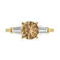 thumbnail image 1 of Clara Pucci 14K Yellow Gold Solid Gold Champagne Three-Stone Anniversary Ring for Women - 2 cttw Round Cut, 1 of 8