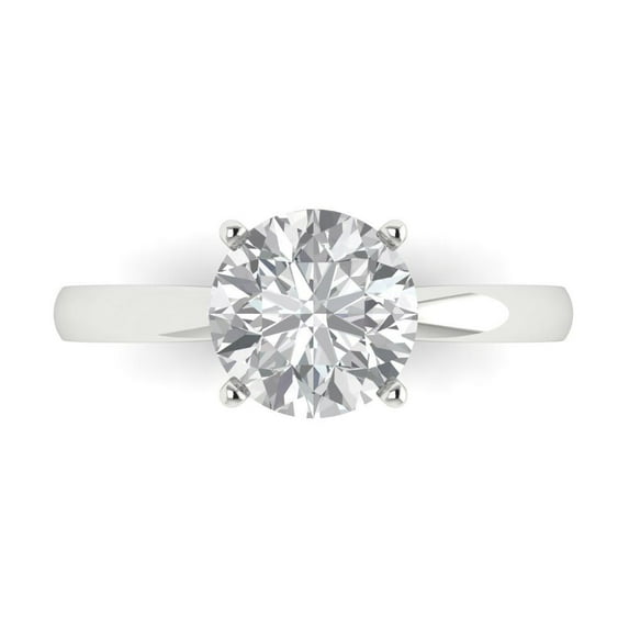 Clara Pucci 14K White Gold 2ct Clear Solitaire Ring for Women