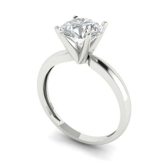 2 ct Round Cut Simulated Diamond Solitaire Engagement Ring for Women in 18K White Gold