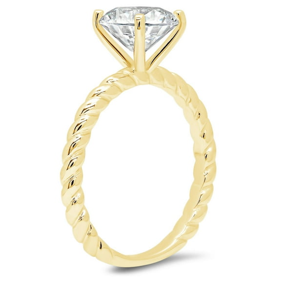 2 ct Round Cut Simulated Diamond Solitaire Engagement Ring for Women in 18K Yellow Gold