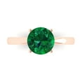 thumbnail image 1 of 2 ct Round Cut Simulated Emerald Solitaire 14K Rose Gold Womens Engagement Ring, 1 of 5
