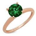 thumbnail image 1 of 2 ct Round Cut Simulated Emerald Solitaire 18K Rose Gold Womens Engagement Ring, 1 of 4