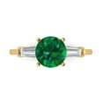 thumbnail image 1 of 2 ct Round Cut Simulated Emerald Three-Stone Engagement Ring for Women in 18K Yellow Gold, 1 of 5