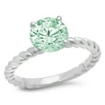 thumbnail image 1 of 2 ct Round Cut Simulated Green Diamond Solitaire 18K White Gold Womens Engagement Ring, 1 of 3