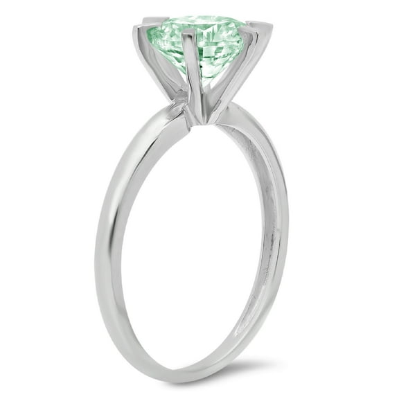 2 ct Round Cut Simulated Green Diamond Solitaire Engagement Ring for Women in 18K White Gold