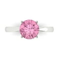 thumbnail image 1 of 2 ctw Solitaire Anniversary Ring for Women | Round Cut Simulated Pink Diamond | Hyperallergenic Solid 14K White Gold, 1 of 5