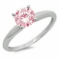 thumbnail image 1 of 2 ct Round Cut Simulated Pink Diamond Solitaire 14K White Gold Womens Engagement Ring, 1 of 4