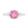 thumbnail image 1 of 2 ct Round Cut Simulated Pink Diamond Solitaire 14K White Gold Womens Engagement Ring, 1 of 5