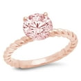 thumbnail image 1 of 2 ct Round Cut Simulated Pink Diamond Solitaire 18K Rose Gold Womens Engagement Ring, 1 of 5