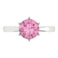 thumbnail image 1 of Clara Pucci 14K White Gold 2ct Pink Solitaire Ring for Women, 1 of 8