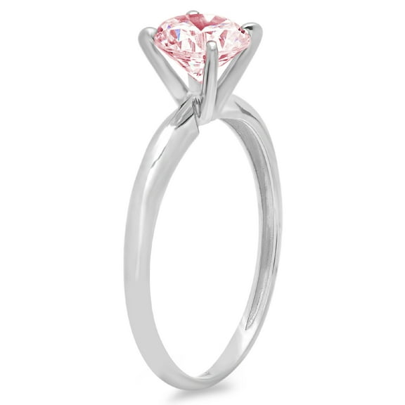 2 ct Round Cut Simulated Pink Diamond Solitaire Engagement Ring for Women in 18K White Gold