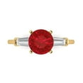 thumbnail image 1 of Clara Pucci 14K Yellow Gold Solid Gold Tourmaline Three-Stone Anniversary Ring for Women - 2 cttw Round Cut, 1 of 8