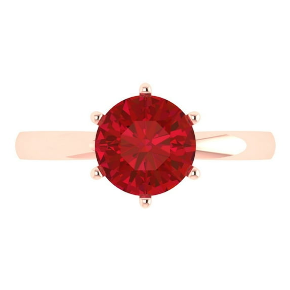 Clara Pucci 14K Rose Gold 2ct Tourmaline Solitaire Ring for Women