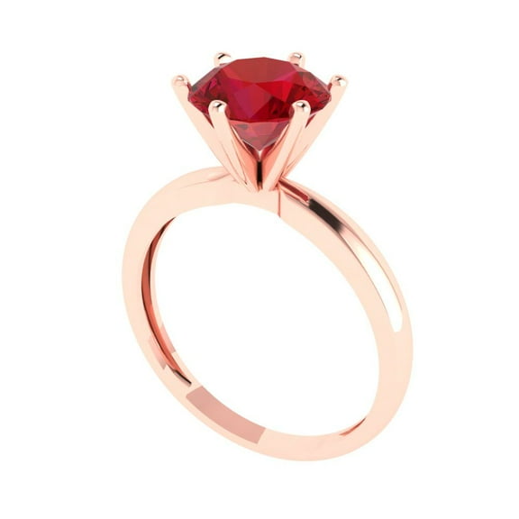 2 ct Round Cut Simulated Pink Tourmaline Solitaire Engagement Ring for Women in 14K Rose Gold