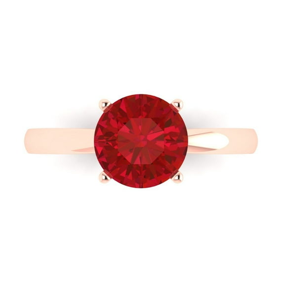 Clara Pucci 14K Rose Gold 2ct Tourmaline Solitaire Ring for Women