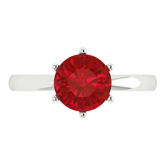 2 ct Round Cut Simulated Pink Tourmaline Solitaire Engagement Ring for Women in 14K White Gold