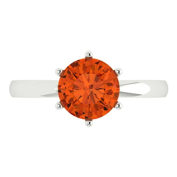 Clara Pucci 14K White Gold 2ct Red Solitaire Ring for Women