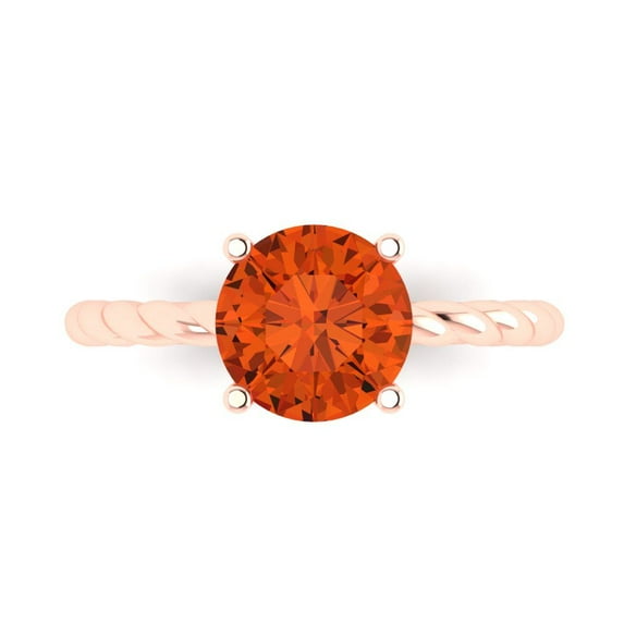 2 ct Round Cut Simulated Red Diamond Solitaire Engagement Ring for Women in 18K Rose Gold