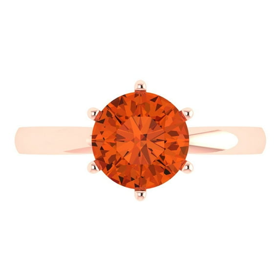 2 ct Round Cut Simulated Red Diamond Solitaire Engagement Ring for Women in 18K Rose Gold