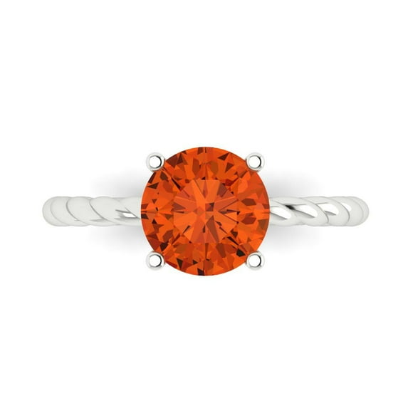 2 ct Round Cut Simulated Red Diamond Solitaire Engagement Ring for Women in 18K White Gold