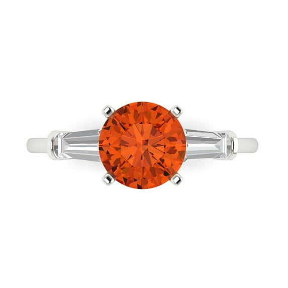 Clara Pucci 14K White Gold 2ct Red Three-Stone Ring for Women