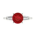 thumbnail image 1 of Clara Pucci 14K White Gold Solid Gold Ruby Three-Stone Anniversary Ring for Women - 2 cttw Round Cut, 1 of 8