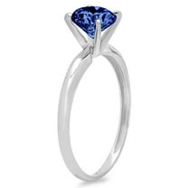2 ct Round Cut Simulated Tanzanite Solitaire Engagement Ring for Women in 14K White Gold