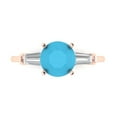 thumbnail image 1 of Clara Pucci 14K Rose Gold Solid Gold Turquoise Three-Stone Anniversary Ring for Women - 2 cttw Round Cut, 1 of 8