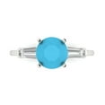 thumbnail image 1 of 2 ctw 3 Stone Anniversary Ring for Women | Round Cut Simulated Turquoise | Hyperallergenic Solid 18K White Gold, 1 of 5