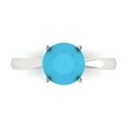 thumbnail image 1 of Clara Pucci 14K White Gold Solid Gold Turquoise Solitaire Anniversary Ring for Women - 2 cttw Round Cut, 1 of 8