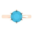 thumbnail image 1 of 2 ct Round Cut Simulated Turquoise Solitaire 18K Rose Gold Womens Engagement Ring, 1 of 5