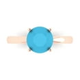 thumbnail image 1 of 2 ctw Solitaire Anniversary Ring for Women | Round Cut Simulated Turquoise | Hyperallergenic Solid 18K Rose Gold, 1 of 5