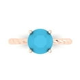 thumbnail image 1 of 2 ctw Solitaire Anniversary Ring for Women | Round Cut Simulated Turquoise | Hyperallergenic Solid 18K Rose Gold, 1 of 5
