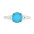 thumbnail image 1 of 2 ctw Solitaire Anniversary Ring for Women | Round Cut Simulated Turquoise | Hyperallergenic Solid 18K White Gold, 1 of 5