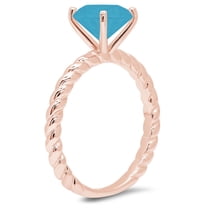 2 ct Round Cut Simulated Turquoise Solitaire Engagement Ring for Women in 18K Rose Gold