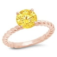 thumbnail image 1 of 2 ct Round Cut Simulated Yellow Diamond Solitaire 14K Rose Gold Womens Engagement Ring, 1 of 6