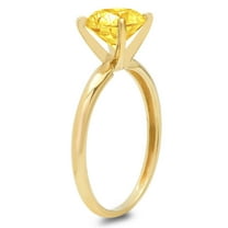 2 ct Round Cut Simulated Yellow Diamond Solitaire Engagement Ring for Women in 14K Yellow Gold