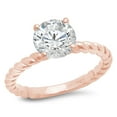 thumbnail image 1 of 2 ct Round Cut White Sapphire Solitaire 14K Rose Gold Womens Engagement Ring, 1 of 3